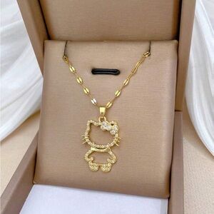 Gold stainless steel hello kitty Pendant Necklace